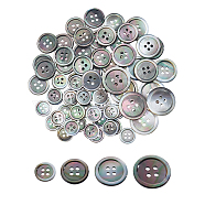 Nbeads 26Pcs 4 Style Natural Shell Buttons, 4-Hole, Flat Round, Black, 11.4~20x1.5~2mm, Hole: 1.8~2.5mm(BUTT-NB0001-67)