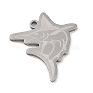 304 Stainless Steel Pendants, Marlin Fish Charm, Stainless Steel Color, 26x23x1.5mm, Hole: 1mm(STAS-C095-30P)