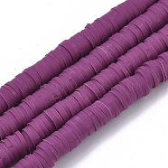 Handmade Polymer Clay Beads Strands, for DIY Jewelry Crafts Supplies, Heishi Beads, Disc/Flat Round, Purple, 6x0.5~1mm, Hole: 1.8mm, about 290~320pcs/strand, 15.75 inch~16.14 inch(40~41cm)(CLAY-R089-6mm-037)
