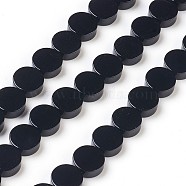 Natural Black Onyx Beads Strands, Dyed & Heated, Flat Round, 10x4mm, Hole: 1.2mm, about 40pcs/strand, 15.9 inch(G-K282-04A)