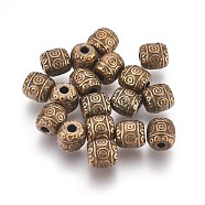 Tibetan Style Alloy Beads, Cadmium Free & Nickel Free & Lead Free, Barrel, Antique Bronze, 6x6mm, Hole: 1.6mm(MLF0888Y-NF)