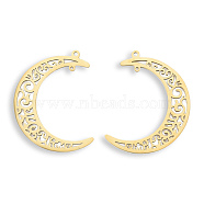 Ion Plating(IP) 201 Stainless Steel Pendants, Moon, Real 18K Gold Plated, 40x34x1.5mm, Hole: 1.5mm(X-STAS-N098-111LG)
