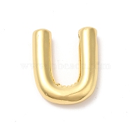 Eco-Friendly Rack Plating Brass Pendants, Long-Lasting Plated, Lead Free & Cadmium Free, Real 18K Gold Plated, Letter Charm, Letter U, 21~23x13~26x4.5~5.5mm, Hole: 2.5~3.5x1.5~2mm(KK-R143-21G-U)
