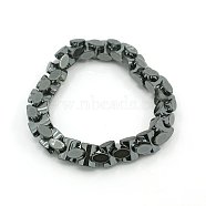 Fashion Non-Magnetic Synthetic Hematite Stretchy Bracelets, Black, 47mm(BJEW-K001-02D)