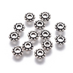Thai Sterling Silver Bead Spacers, Flower, Antique Silver, 5x1.5mm, Hole: 1.6mm(X-STER-G029-02AS)