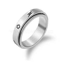 Sun & Cloud & Bolt Lightning Alloy Rotating Finger Ring, Fidget Spinner Ring for Calming Worry Meditation, Platinum, US Size 10(19.8mm)(PW-WG83216-05)
