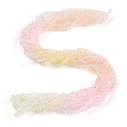 Transparent Glass Beads Strands, Segmented Multi-color Beads, Faceted(32 Facets), Round, Pink, 4~4.5mm, Hole: 1mm, about 90~95pcs/strand, 13.98 inch(35.5cm)(X-GLAA-E036-07B)