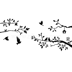 PVC Quotes Wall Sticker, for Stairway Home Decoration, Bird Pattern, Black, 95x48cm(DIY-WH0200-080)