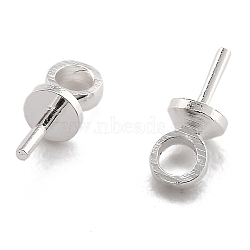 Brass Cup Pearl Peg Bails Pin Pendants, For Half Drilled Beads, Long-Lasting Plated, 925 Sterling Silver Plated, 7x2.5mm, Hole: 1.6mm, Pin: 0.3mm(KK-H759-29A-S)