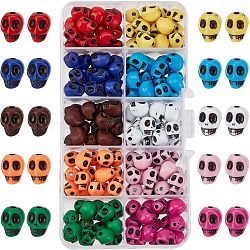 SUPERFINDINGS 160Pcs 10 Colors Opaque Acrylic Beads, Skull, Mixed Color, 10x8x8mm, Hole: 2mm, 16pcs/color(SACR-FH0001-03)