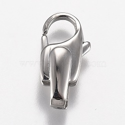 Polished 316 Surgical Stainless Steel Lobster Claw Clasps, Stainless Steel Color, 19x10x5.5mm, Hole: 5x2mm(STAS-Z013-11P)