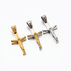 Easter Theme Men's 201 Stainless Steel Crucifix Cross Pendants, Mixed Color, 26x15x5mm, Hole: 5x6mm(STAS-F010-21)