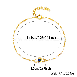 S925 Sterling Silver Evil Eye Link Bracelet, Full Rhinestones Eyes Series for Women, Golden(AK1290-5)