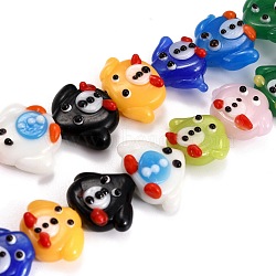 Handmade Lampwork Beads Strands, Cartoon Penguin, Colorful, 14.5~15x17.5~22x7.5~8.5mm, Hole: 2mm, about 20pcs/strand, 11.81 inch(30cm)(LAMP-I022-12)
