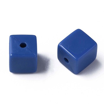 Opaque Acrylic Beads, Cube, Royal Blue, 10.5x9.5x9.5mm, Hole: 2mm, about 490pcs/500g