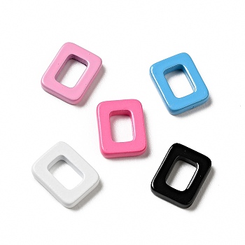 Spray Painted 201 Stainless Steel Linking Rings, Rectangle, Mixed Color, 9.5x7.5x2mm, Inner Diameter: 4x5.5mm