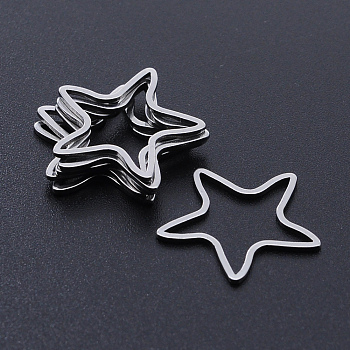 201 Stainless Steel Linking Rings, Laser Cut, Star, Stainless Steel Color, 20x20x1mm, Inner Size: 16x17mm