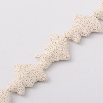 Dolphin Dyed Synthetic Lava Rock Beads Strands, White, 35x23x9mm, Hole: 1mm, about 12pcs/strand, 14.9 inch