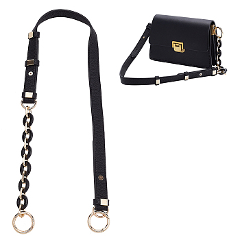 PU Leather & Acrylic Bag Straps, with Alloy Spring Gate Ring, Light Gold, 81x2cm