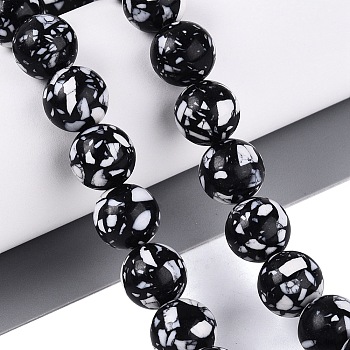 Synthetic Turquoise Beads Strands, Dyed, Smooth Round, Black, 10mm, Hole: 1.2~1.4mm, about 36pcs/strand, 13.98 inch(35.5cm)