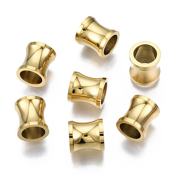 316 Surgical Stainless Steel Beads, Column, Real 14K Gold Plated, 10x9mm, Hole: 6.5mm
