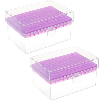 Plastic Storage Box, for Test Tube Package, Rectangle, Violet, 9.1x12x6.75cm