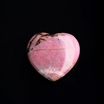 Natural Rhodonite Love Heart Stone, Pocket Palm Stone for Reiki Balancing, Home Display Decorations, 20x20mm