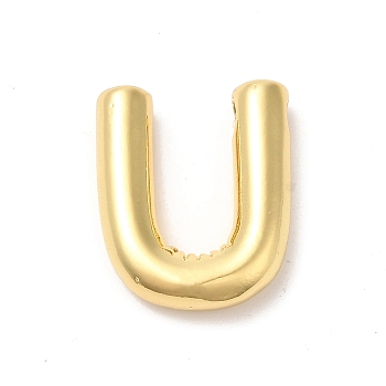 Eco-Friendly Rack Plating Brass Pendants, Long-Lasting Plated, Lead Free & Cadmium Free, Real 18K Gold Plated, Letter Charm, Letter U, 21~23x13~26x4.5~5.5mm, Hole: 2.5~3.5x1.5~2mm