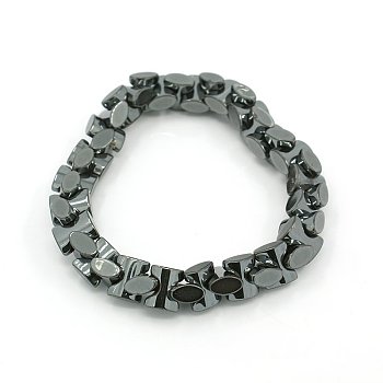 Fashion Non-Magnetic Synthetic Hematite Stretchy Bracelets, Black, 47mm