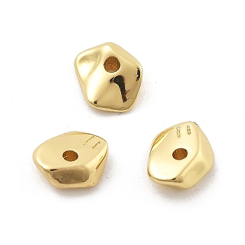 Rack Plating Nuggets Brass Beads, Long-Lasting Plated, Lead Free & Cadmium Free, Real 18K Gold Plated, 7x8.5x3.5mm, Hole: 1.2mm