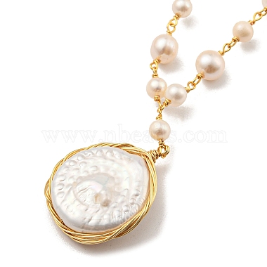 Seashell Color Oval Pearl Necklaces