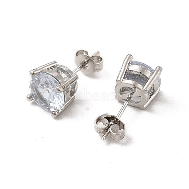 Clear Cubic Zirconia Diamond Stud Earrings(EJEW-P221-26P)-2