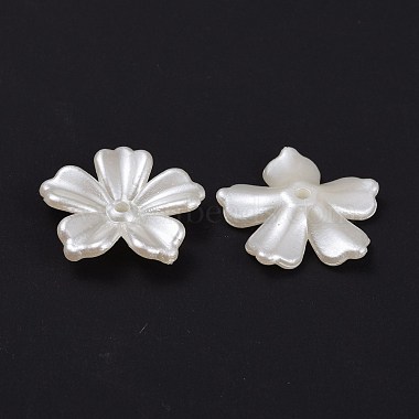 5-Petal Flower ABS Plastic Imitation Pearl Bead Caps(OACR-R016-21)-2