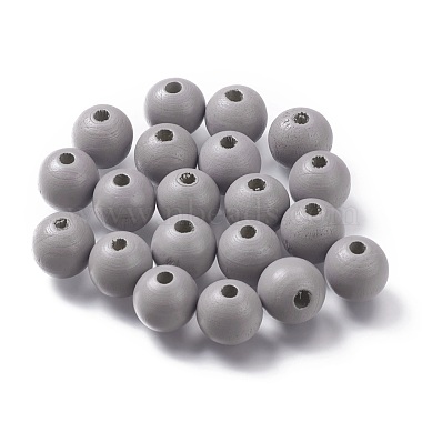 Gray Round Wood Beads