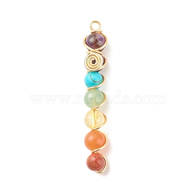 Chakra Natural & Synthetic Gemstone Copper Wire Wrapped Big Pendants(PALLOY-JF01622)-3