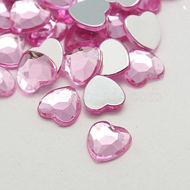 8mm PearlPink Heart Acrylic Rhinestone Cabochons