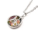 Ожерелье с подвеской в виде колибри и цветочного пончика для женщин(NJEW-I113-12P)-1