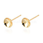 Brass Earring Settings, Flat Round, Nickel Free, Real 18K Gold Plated, Tray: 6mm, 6mm, Pin: 0.8mm(KK-T077-18G-02)