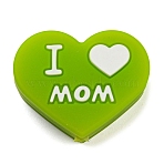 Mother's Day Silicone Focal Beads, Heart with Word I Love Dad, Green Yellow, 24.4x19.5x9.9mm(FIND-PW0005-12A)