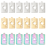 18Pcs 3 Color 201 Stainless Steel Pendants, Laser Cut, Playing Card A, Mixed Color, 19x10x1mm, Hole: 1.5mm, 6pcs/color(STAS-DC0005-49)