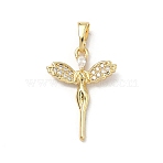 Brass Micro Pave Clear Cubic Zirconia Pendants, Long-Lasting Plated, Rack Plating, Lead Free & Cadmium Free, Angle Charms, Real 18K Gold Plated, 23x16.5x3mm, Hole: 3mm(KK-H255-16A-G)