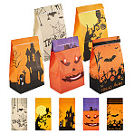 20Pcs 5 Styles Halloween Candy Paper Bags, with Round Stickers, Mixed Shapes, 24.1x13x0.08cm, Unfold: 242x129x81mm, 4pcs/style(ABAG-TA0001-39)