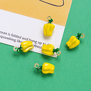 Alloy Enamel Pendants, Golden, Bell Pepper Charm, Yellow, 18x10mm(X-INS-PW0002-09A)