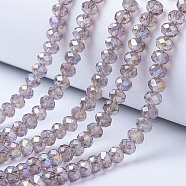 Electroplate Glass Beads Strands, AB Color Plated, Faceted, Rondelle, Thistle, 4x3mm, Hole: 0.4mm, about 123~127pcs/strand, 16.5~16.9 inch(42~43cm)(EGLA-A034-T4mm-B19)