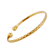 Perfect Design Real 18K Gold Plated Brass Torque Cuff Bangle, 60mm(BJEW-EE0001-05)