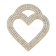 Alloy Rhinestone Big Pendants, Heart Charms, Golden, Crystal, 59.5x50x2.5mm, Hole: 17x10mm(ALRI-F074-01G-01)