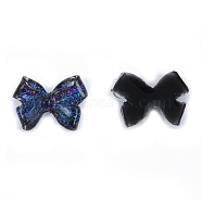 Resin Cabochons, with Glitter Powder, Bowknot, Prussian Blue, 8x11x3mm(CRES-N030-008-D01)