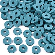 Handmade Polymer Clay Beads, for DIY Jewelry Crafts Supplies, Disc/Flat Round, Heishi Beads, Dark Cyan, 4x1mm, Hole: 1mm, about 55000pcs/1000g(CLAY-Q251-4.0mm-85)