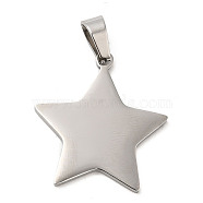 304 Stainless Steel Pendants, Stamping Blank Tag, Star Charm, Stainless Steel Color, 25x24x1.5mm, Hole: 7x4mm(STAS-A086-06P)