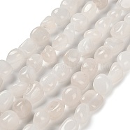 Natural White Jade Beads Strands, Nuggets, Tumbled Stone, 7~13x4.5~10x4.5~10mm, Hole: 1.2mm, about 44~46pcs/strand, 15.08~16.14 inch(38.3~41cm)(G-P497-01E-25)